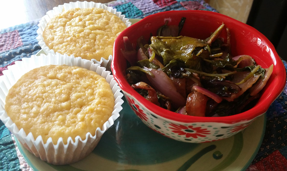 Spring Greens and corn muffins